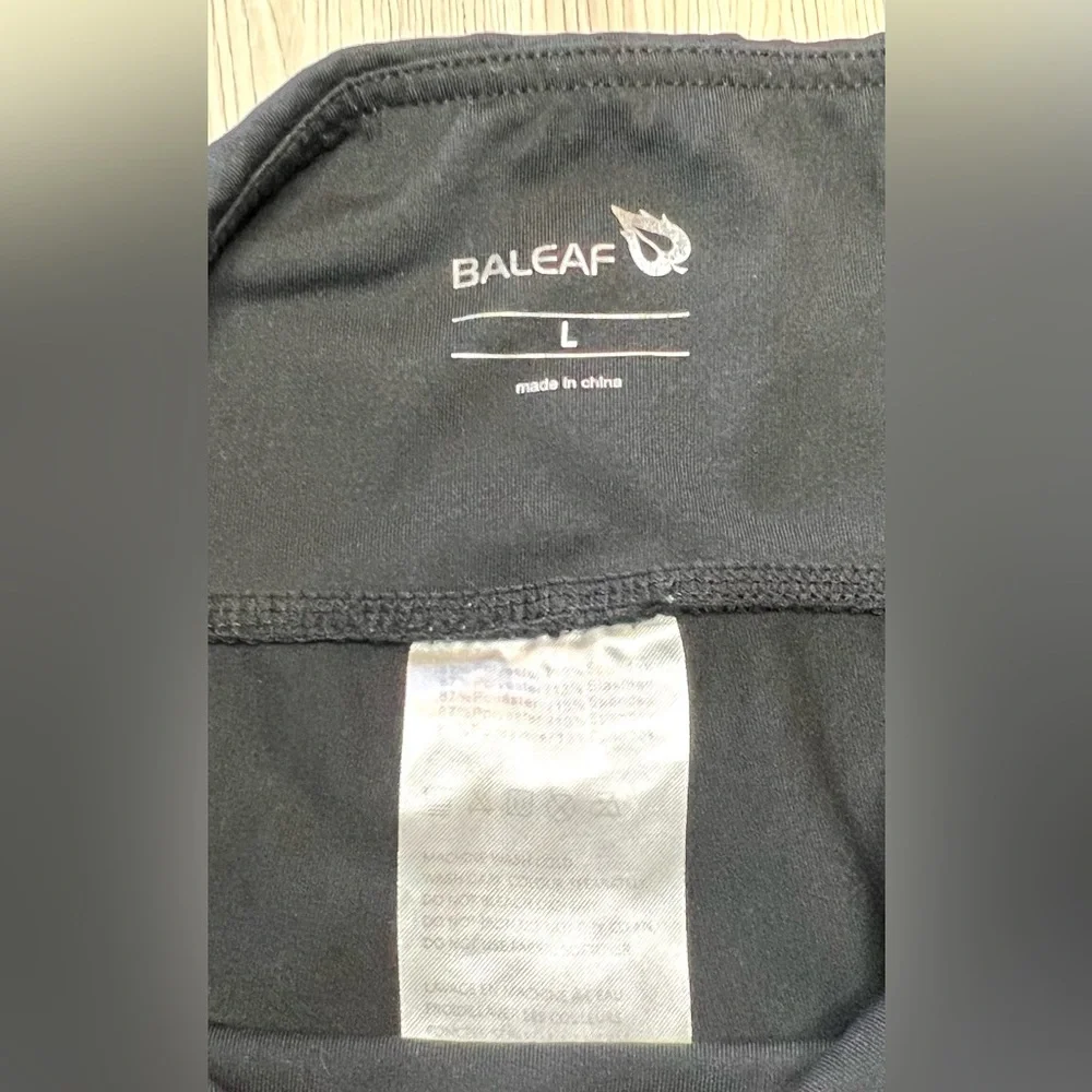 BALEAF Women’s High Waisted Biker Shorts with Pockets Black Size L Yoga Athletic